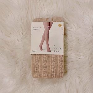 A New Day (Target Brand) - Sweater Tights - Cable Knit Cream